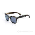 Trendy Unisexe Full Rim carré Stripe Tripe Grey Tortoise Top Quality Acetate Sunglasses